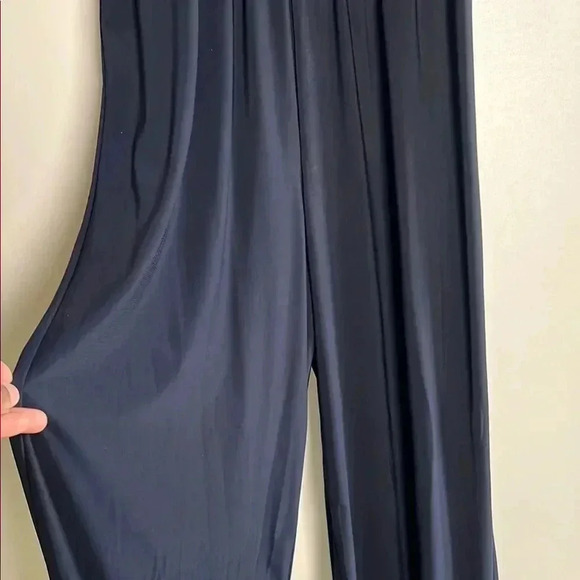 Women's Blue Sleeveless Jumpsuit Mock Neck - Wide Legs Very Cute Corporate Look - Picture 7 of 14